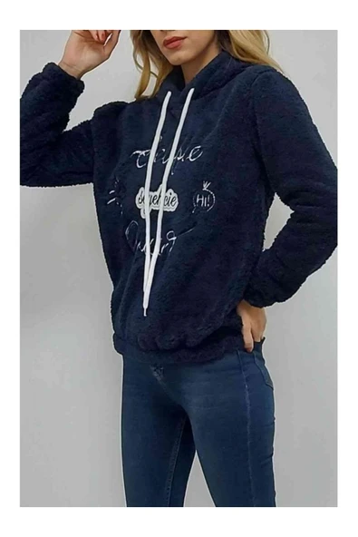 Bkmc Kapüşonlu Baskılı Sweatshirt Lacivert - 3