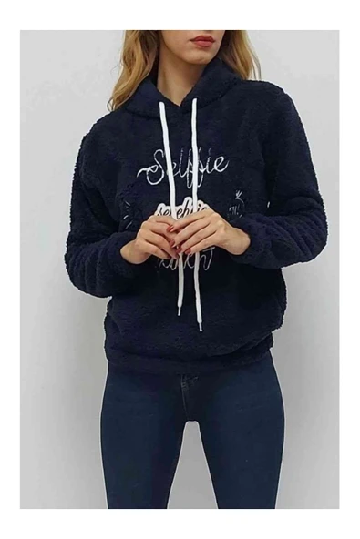 Bkmc Kapüşonlu Baskılı Sweatshirt Lacivert