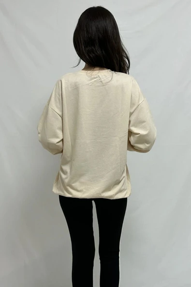 Bkmc 2 Iplik Nakışlı Sweatshirt Krem ()comfi Shop) - 5