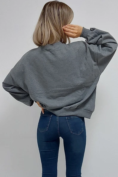 Bkmc Baskılı Üç Iplik Sweat Şardonlu Gri