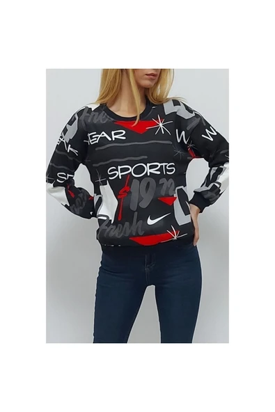 Bkmc 3 Iplik Baskılı Sweatshirt Siyah