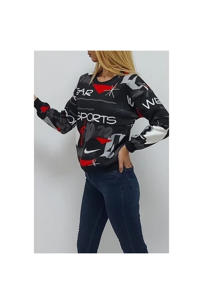 Bkmc 3 Iplik Baskılı Sweatshirt Siyah - 3