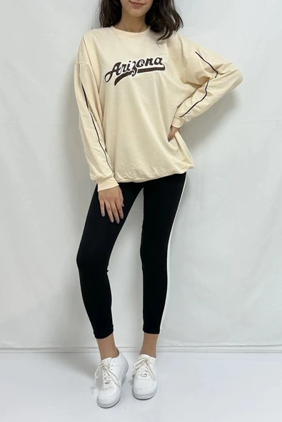 Bkmc 2 Iplik Nakışlı Sweatshirt Krem ()comfi Shop)