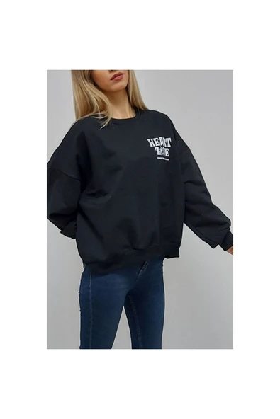 Bkmc Arkasıda Baskılı Oversize Sweatshirt Siyah (CLZ) - 3