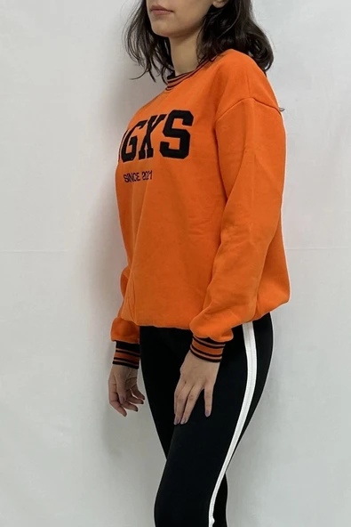 Bkmc Agxs Nakışlı 3 Iplik Sweatshirt Orange - 3