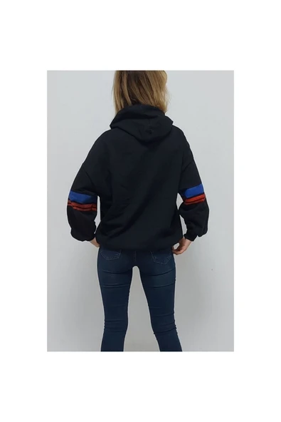 Bkmc Kapüşonlu Baskılı Içi Pamuk Sweatshirt Siyah - 4