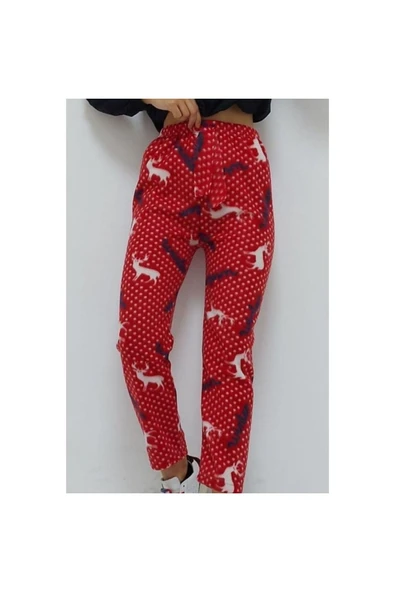 Bkmc Geyik Desenli Pijama Altı Kırmızı ( (bus))