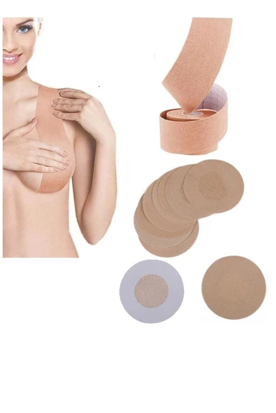 KorseShop 5 Metre Push Up Göğüs Meme Dikleştirici Kaldırıcı Kaldırma Ped Ve 10 Adet Göğüs Ucu Kapatıcı Bandı - 2