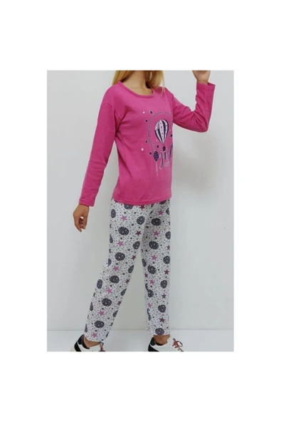 Bkmc Baskılı Içi Tüylü Pijama Takımı Fuşya - 4
