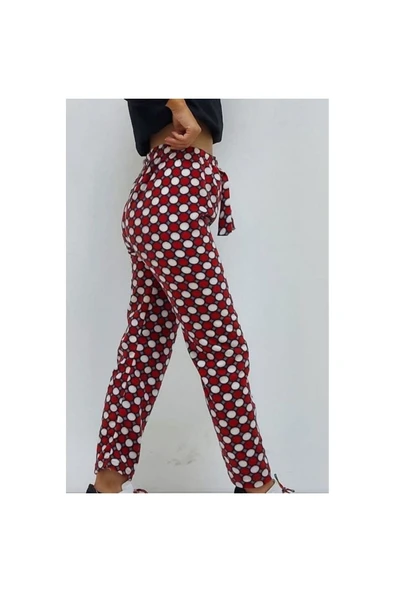 Bkmc Yuvarlak Desenli Pijama Altı Kırmızı ( (hera)) - 3