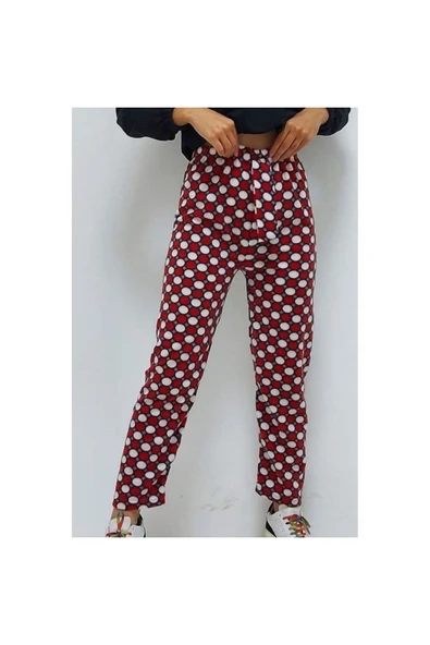 Bkmc Yuvarlak Desenli Pijama Altı Kırmızı ( (hera)) - 2