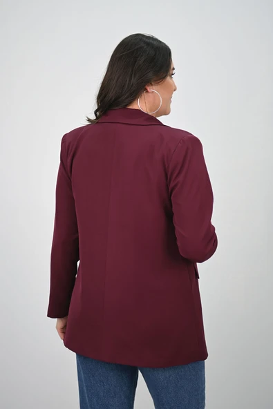 Kadın Büyük Beden Astarlı Düğmeli Blazer Ceket 9008-25-1 - 9