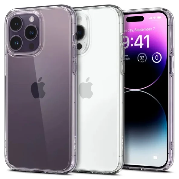 Spigen Ultra Hybrid [Sararma Önleyici Teknoloji] iPhone 14 Pro Kılıf (2022)  Crystal Clear