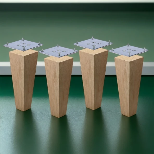 Ahşap Ayak 4 Adet 15 cm Kare Bağlantı Aparatı Dahil Mobilya Koltuk Kanepe Sehpa Masa Ayağı Ayakları - Resim 8