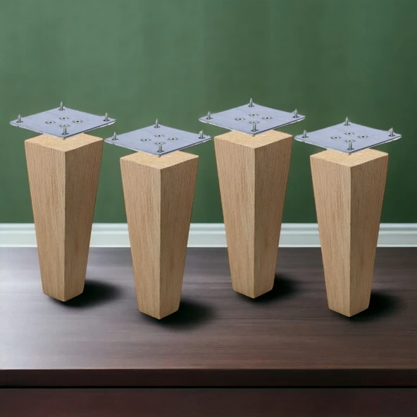 Ahşap Ayak 4 Adet 15 cm Kare Bağlantı Aparatı Dahil Mobilya Koltuk Kanepe Sehpa Masa Ayağı Ayakları - Resim 9