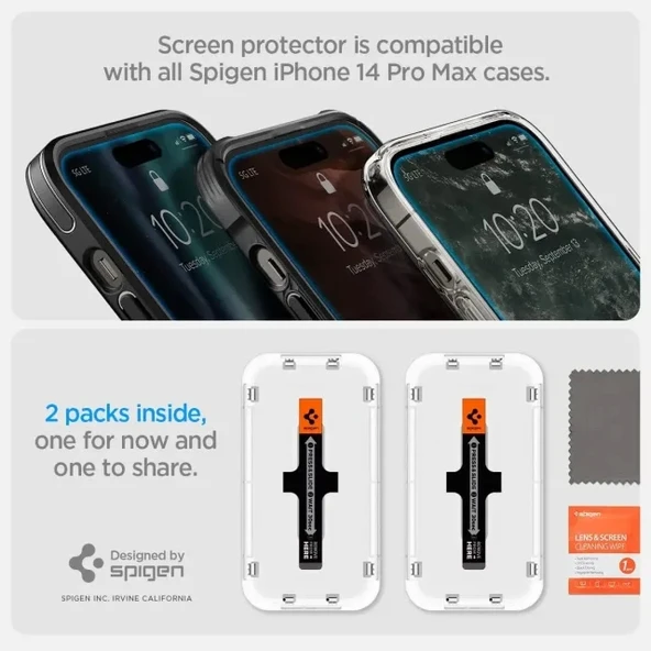 Spigen Apple iPhone 14 Pro Max Cam Ekran Koruyucu (2 Adet) - AGL05202 - 8