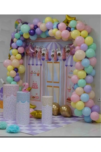 Laviyosa Doğum Günü Partisi Süslemeleri, Gökyüzü Teması Gökkuşağı Doğum Günü Parti Seti Süsü - Resim 3