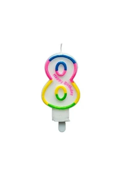 Bkmc RENKLİ KLASİK 8 RAKAM MUM 7.5CM