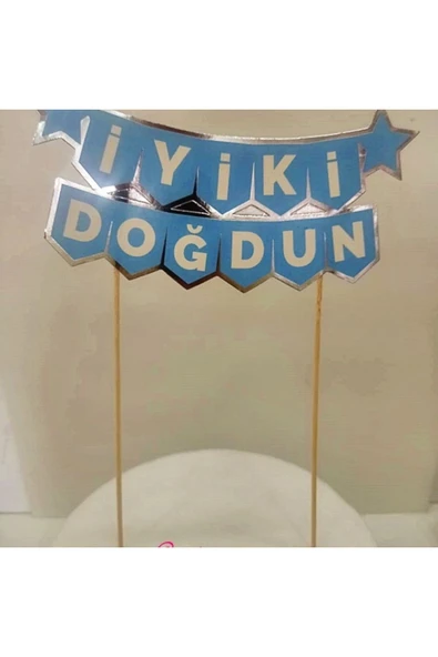 Mini Parti MİNİ PARTY STORE PASTA ÜSTÜ İYİ Kİ DOĞDUN VE HAPPY BİRTHDAY BANNER