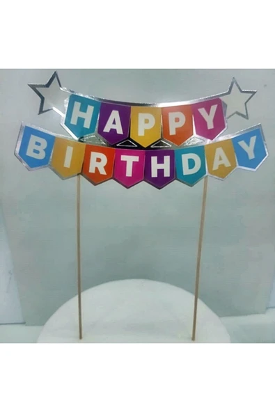 Mini Parti MİNİ PARTY STORE PASTA ÜSTÜ İYİ Kİ DOĞDUN VE HAPPY BİRTHDAY BANNER