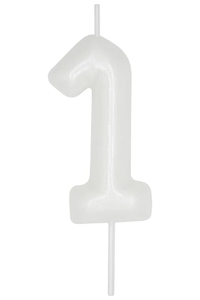 Laviyosa 1 YAŞ PARLAK İNCİ BEYAZI ŞIK MUM 12 CM - 4