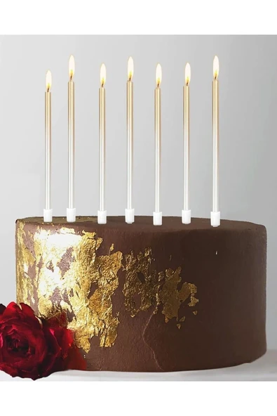 Bkmc Doğum Günü Mumları, Doğum Günü Partisi Pasta Süslemeleri için Kırmızı Beyaz Pasta Mumları - 3