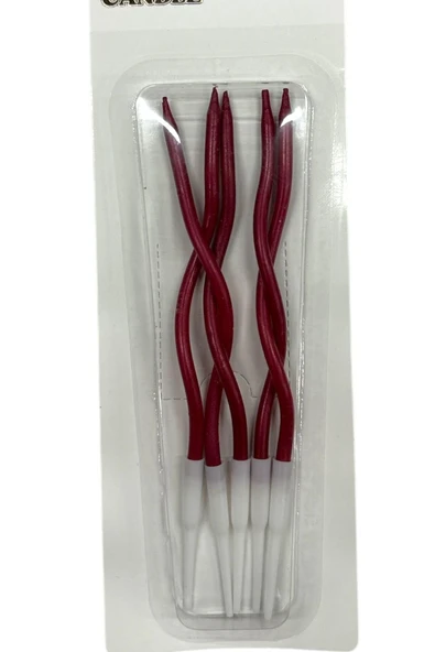 Bkmc 5 Lİ KIVRIMLI KIRMIZI MUM 15CM Pasta Mumu Spiral Kıvrık Mum - 3