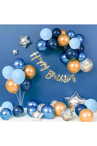 Laviyosa UZAY TEMALI MAVİ TONLARIN BALON ZİNCİR SET