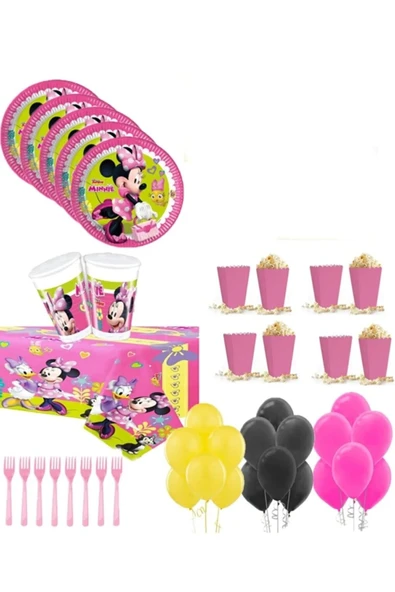 BKMC PARTY Çizgi Film Karakteri 8 Kişilik Tabak, Bardak, Çatal, Balon Parti Seti