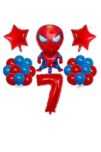 Bkmc Kırmızı Rakamlı Balon Seti Örümcek Adam Temalı Balon Doğum Günü Parti Seti Süsü