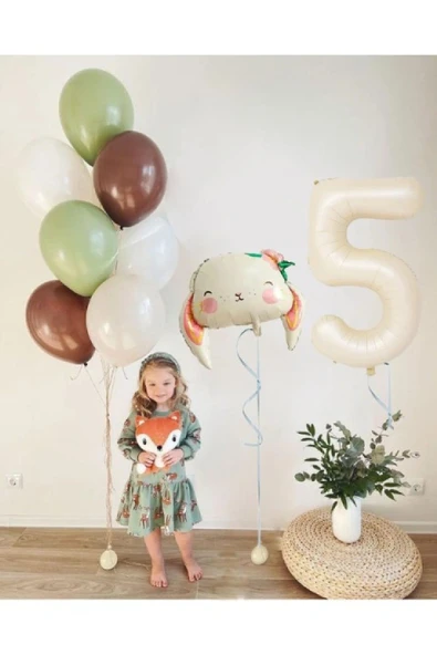 Laviyosa Süslü Tavşan Folyo Balon Zincir Seti Doğum Günü Retro Balon Seti