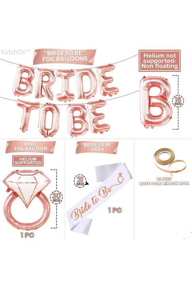 Bkmc Rosegold Bride To Be Partisi Süslemeleri Bekarlığa Veda Partisi Süslemeleri Yüzük Folyo Kuşaklı - Resim 3