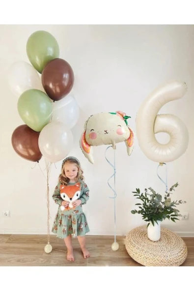 Laviyosa Süslü Tavşan Folyo Balon Zincir Seti Doğum Günü Retro Balon Seti