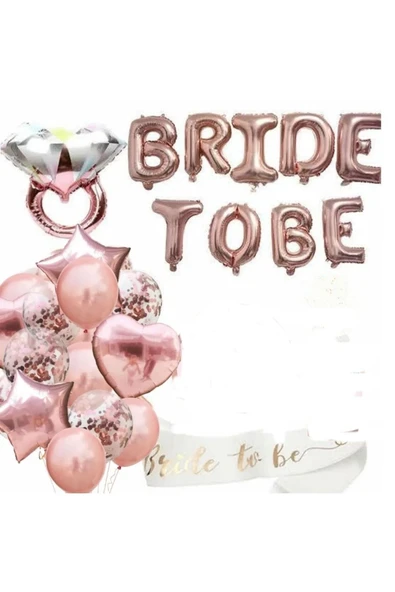 Bkmc Lüks Bride To Be Folyo Balon Seti - Bekarlığa Veda Bride Partisi Balon Süsleme Rose Gold