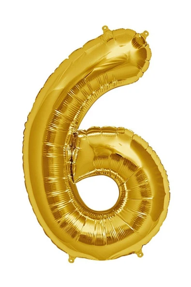 Oyuncak Paketi Altın Folyo Balon 6 Rakamı 40 Cm