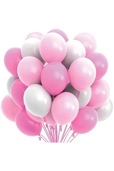 Bkmc Pembe Beyaz Fuşya Renkli Pastel Balon 30 ADET
