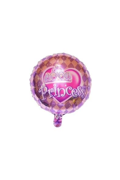 Bkmc 18'' Yuvarlak Pembe Prenses Taç Folyo Balon