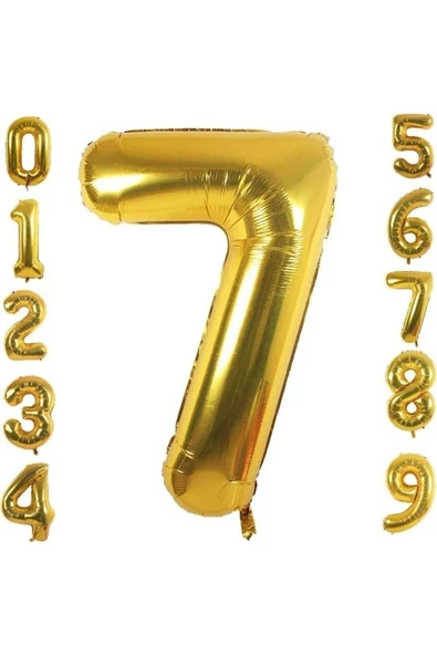 Bkmc 7 Yaş Rakam Folyo Balon Altın Renk 36 Cm 16 Inç -dogum Günü -parti-kutlama