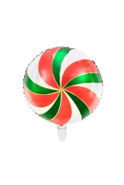 Laviyosa Şeker Temalı Yılbaşı Balon Yeşil Kırmızı Beyaz Folyo 18 inç - 3