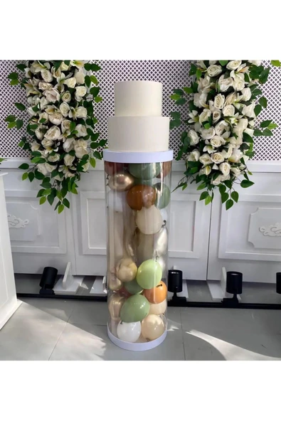 Laviyosa PVC SÜTÜN 90 CM SİLİNDİR DOĞUM GÜNÜ PASTA STANDI - 4