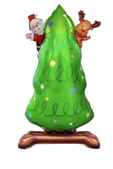 Laviyosa Ayaklı Küçük Çam Ağacı Folyo Balon Yılbaşı Folyo Balonu Süsü - Resim 2