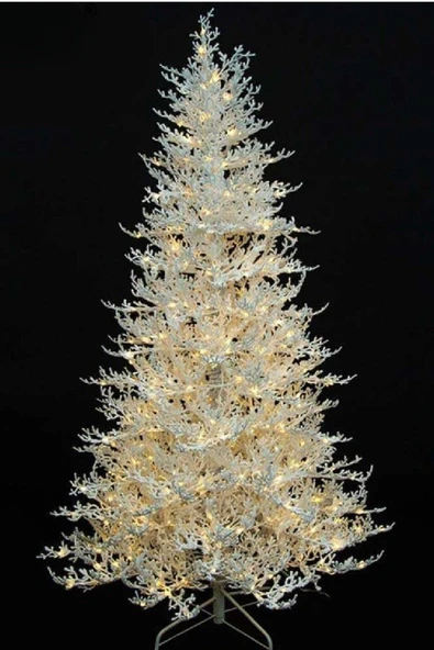 Bkmc Yoğun Dallı Beyaz Yılbaşı Ağacı Lüks Beyaz Yılbaşı Işıklı Çam Ağacı 210 CM - Resim 3