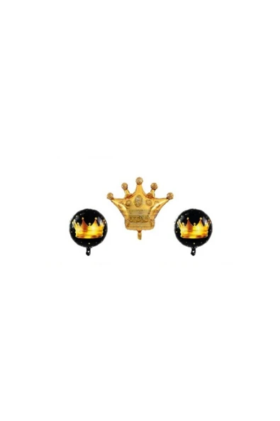 Bkmc Gold Taç 3’lü Set Folyo Balon