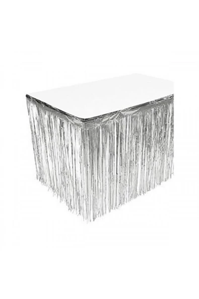 Dipak Gümüş Metalize Masa Eteği 90 Cm × 350 cm