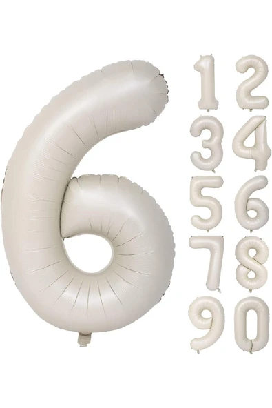 Bkmc 6 Yaş 74 Cm Krem Rakam Folyo Balonu Büyük Boy