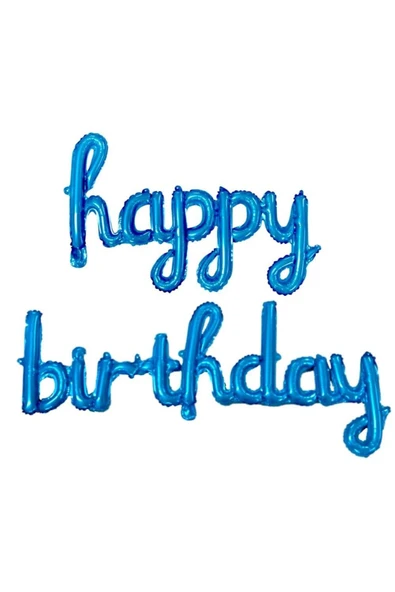 Atakent Süs El Yazılı Happy Birthday Mavi Set Balon