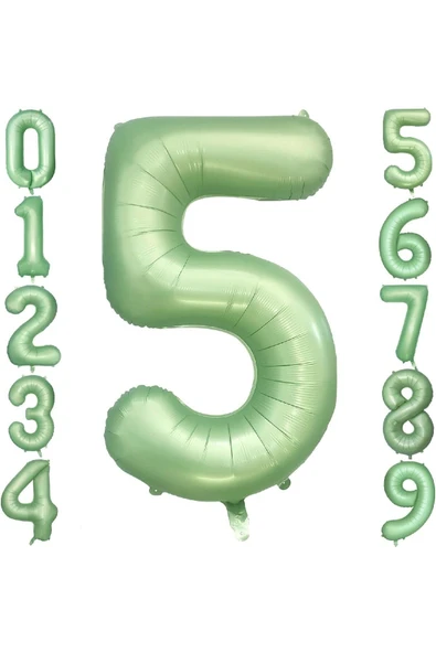 Laviyosa RETRO YEŞİLİ MAT YEŞİL RAKAM FOLYO BALONU - 5
