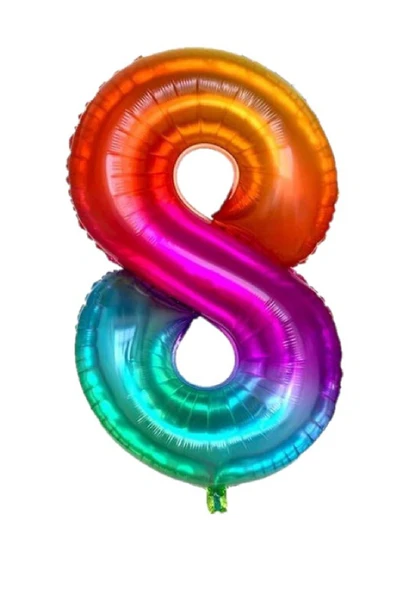 Bkmc GÖKKUŞAĞI RENKLİ YAŞ RAKAM FOLYO BALONU