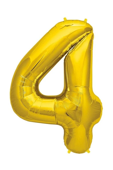 Oyuncak Paketi Altın Folyo Balon 4 Rakamı 70 Cm