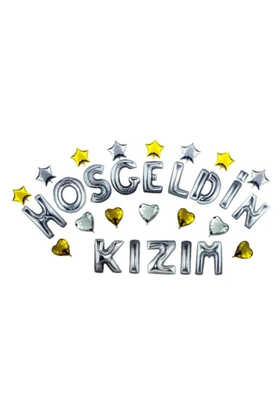 Bkmc KALPLİ HOŞGELDİN KIZIM GÜMÜŞ SET Folyo Balon